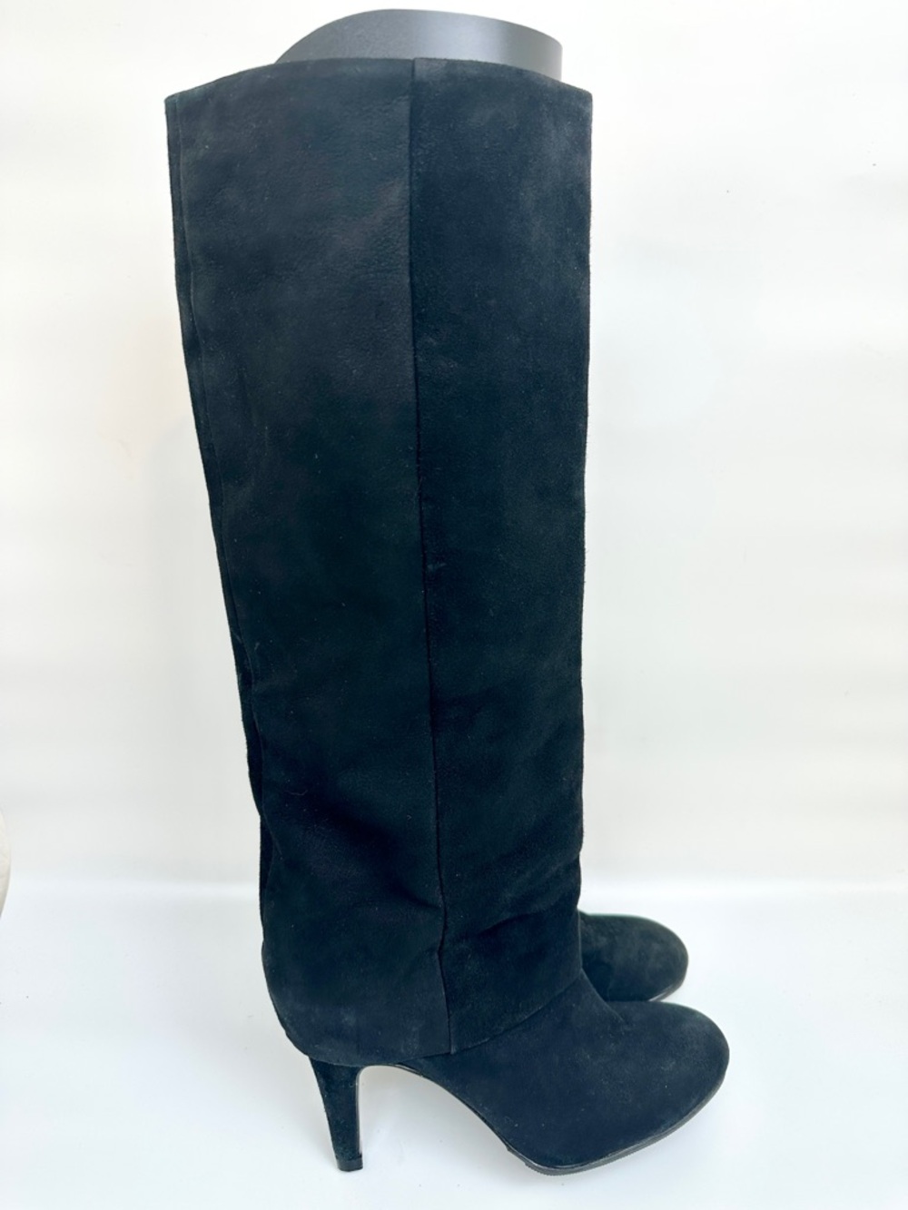 Ash ONO Black Suede Leather Knee-High Round Toe Heel Boots Women’s Size 37.5